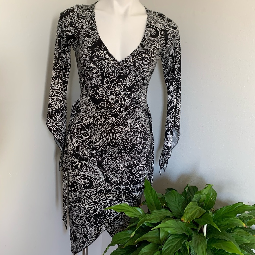 Mandee Black and White Midi Dress